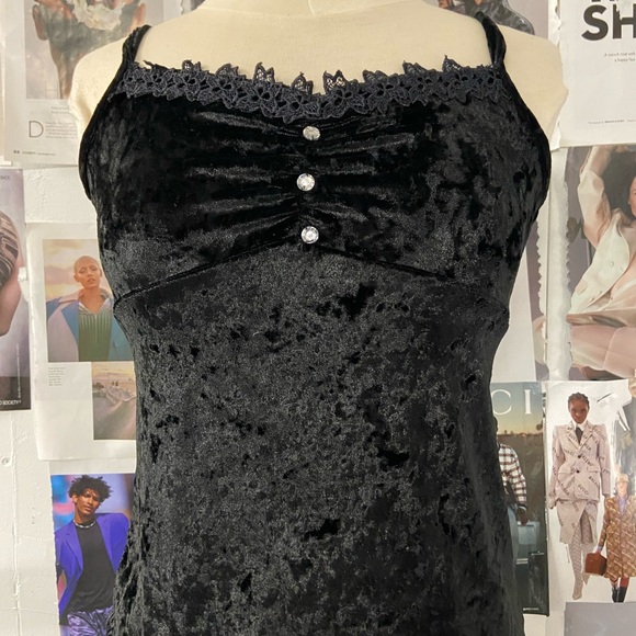 Black velour tank top - Picture 2 of 4